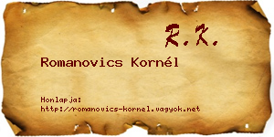 Romanovics Kornél névjegykártya