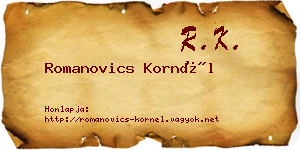 Romanovics Kornél névjegykártya