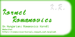 kornel romanovics business card
