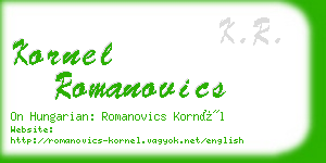 kornel romanovics business card